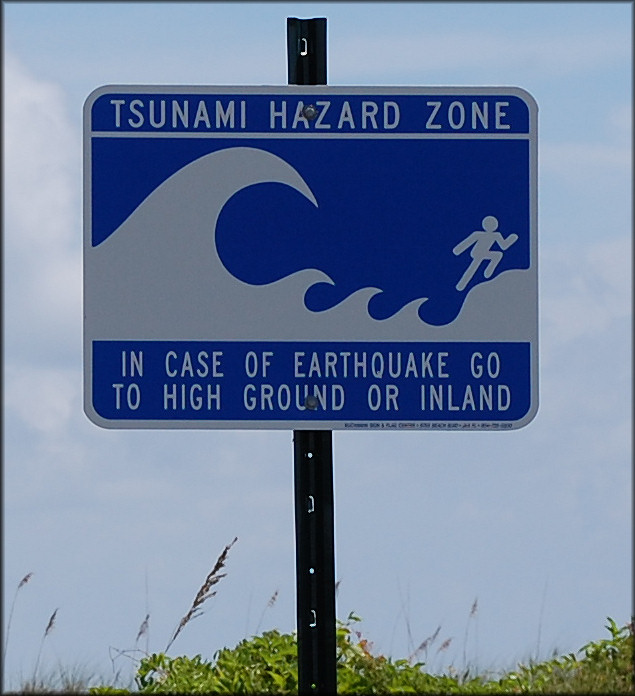 U. S. Navy Tsunami Warning Sign At Mayport Naval Station